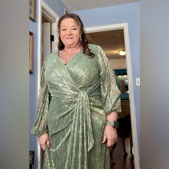 Adriana Papell Woman’s Metallic Mesh Draped Gown - Picture 5 of 5